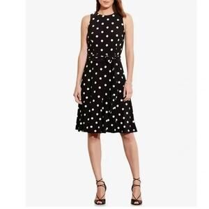 Lauren Ralph Lauren Polka Dot Midi Dress 12 Classic Vintage Inspired cocktail